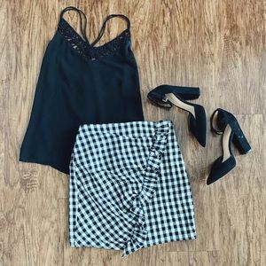 HYFVE plaid ruffle front skirt